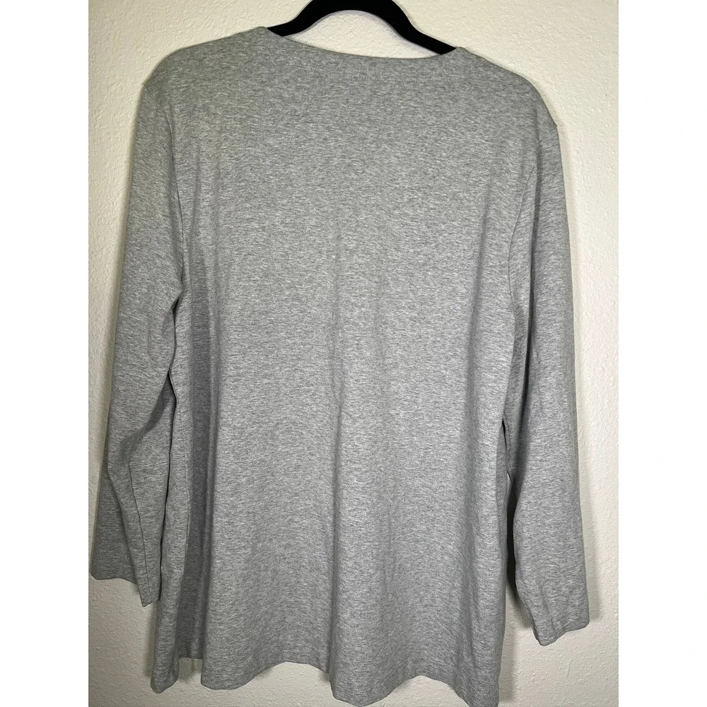 Hanna‎ Andersson Cardigan Women XL Gray V-Neck Long Sleeve Jersey Knit Layering